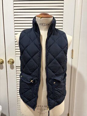 J.Crew Women's Quilted Puffer Vest Navy Blue